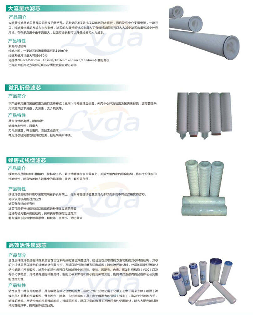大流量水濾芯的種類和特點